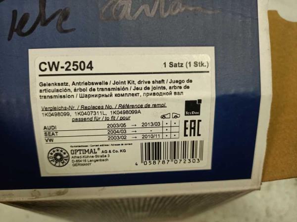 JEU DE JOINTS DE ARBRE DE TRANSMISSION AVANT  VAG - Vue 2